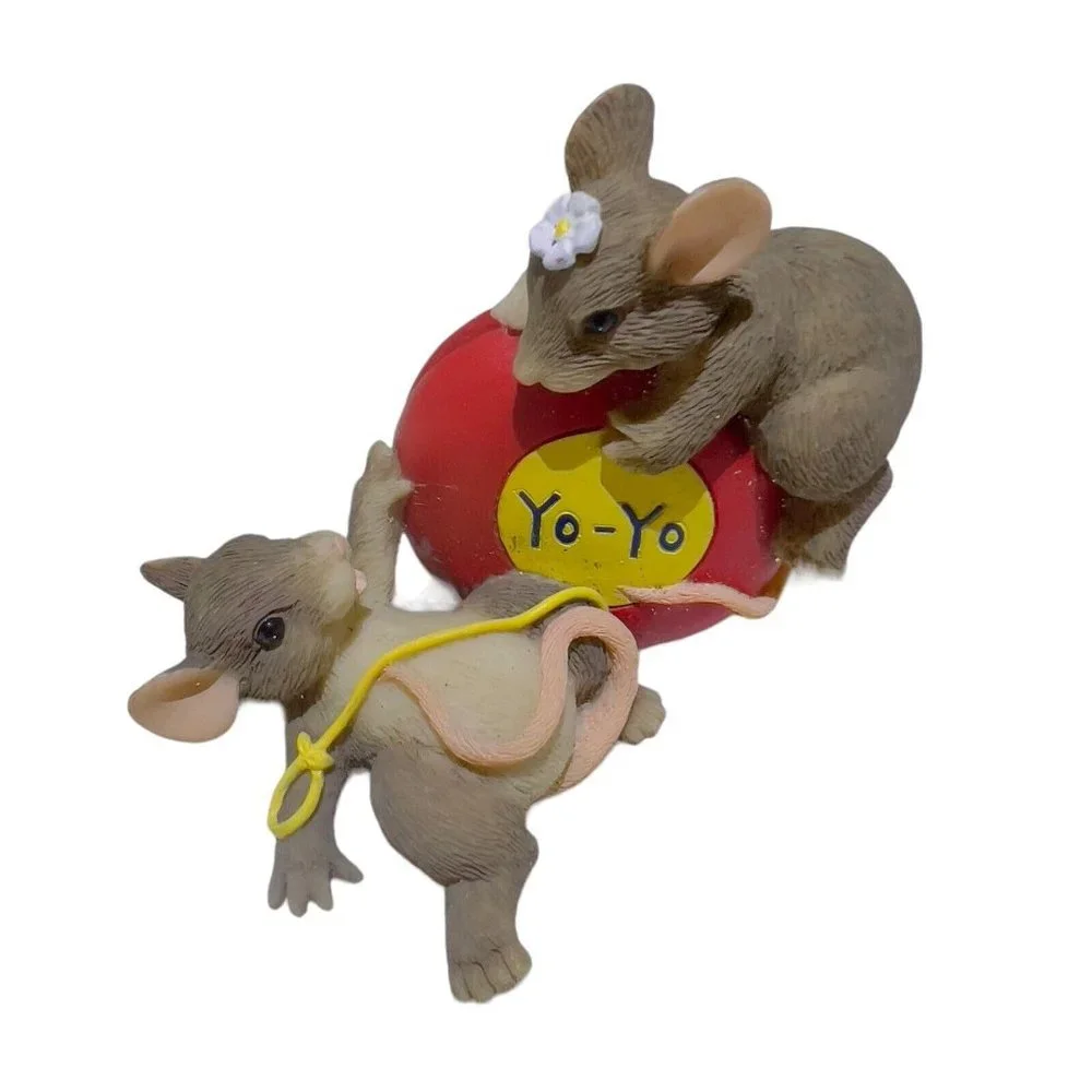 Fitz And Floyd Charming Tails Mouse Yo- Yo Even the Ups and Downs Are Fun Figure